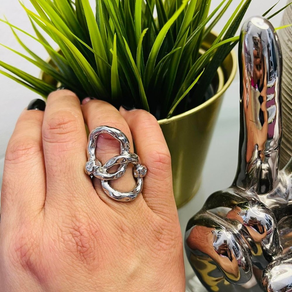 Ring Union of Two Circle Silver Size 8 Brand New 1 Piece